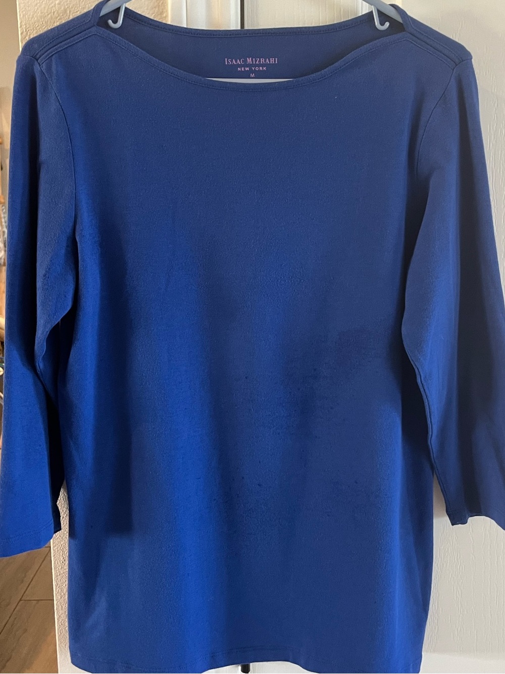 Isaac Mizrahi Cobalt Blue Boatneck Long Sleeve Top